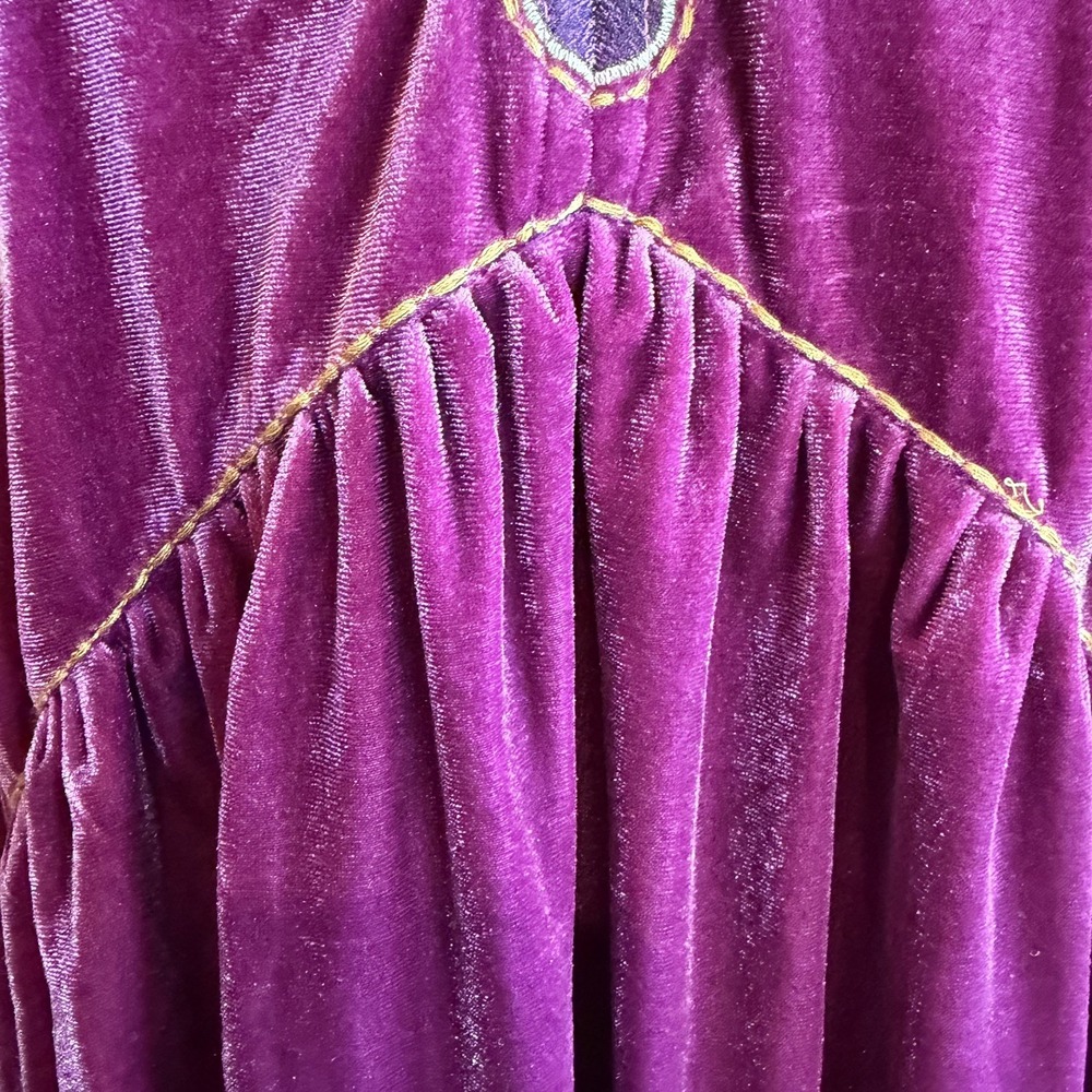 Easel Women's Embroidered Velvet Tunic Top Magenta Size Large Boho Peasant - Picture 11 of 14